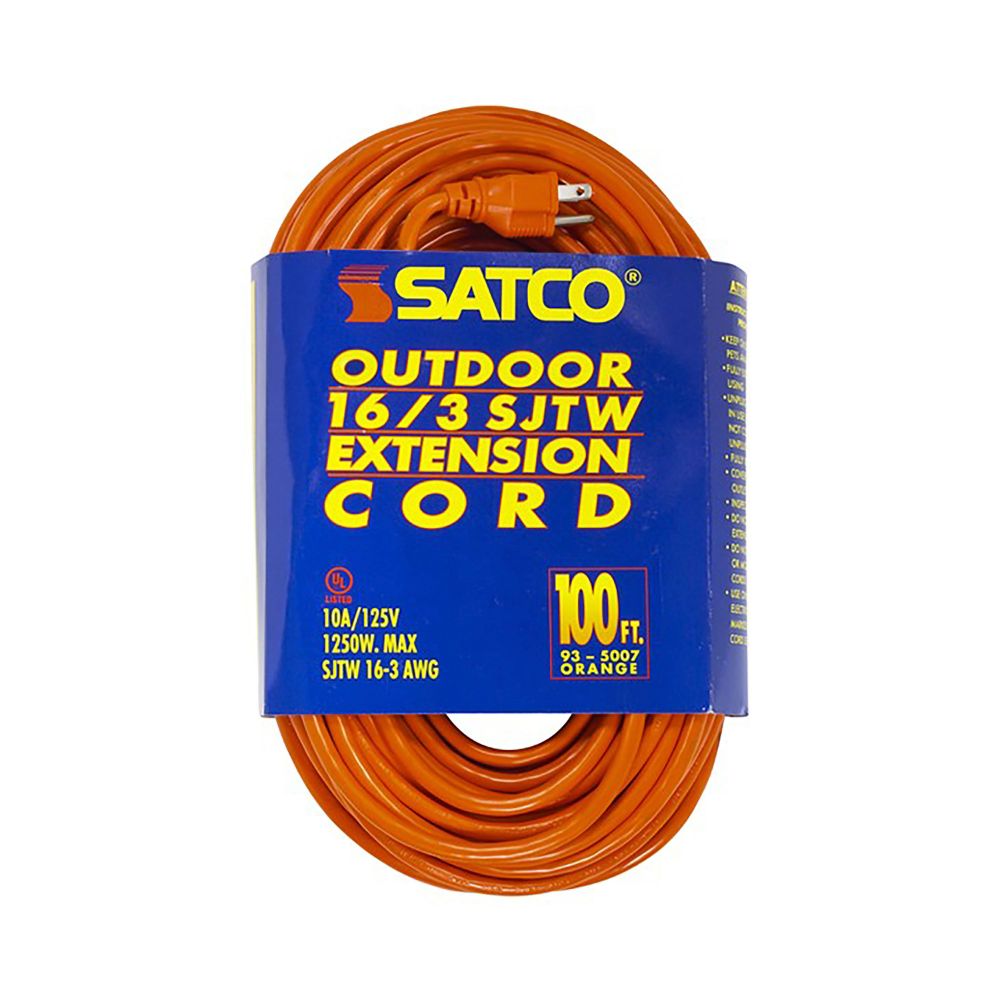 Satco 93-5007 100 Ft 16-3 Sjtw Orange Cord