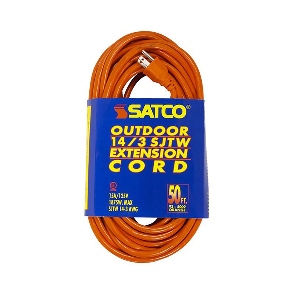 Satco 93-5009 50 Ft 14-3 Sjtw Orange Cords