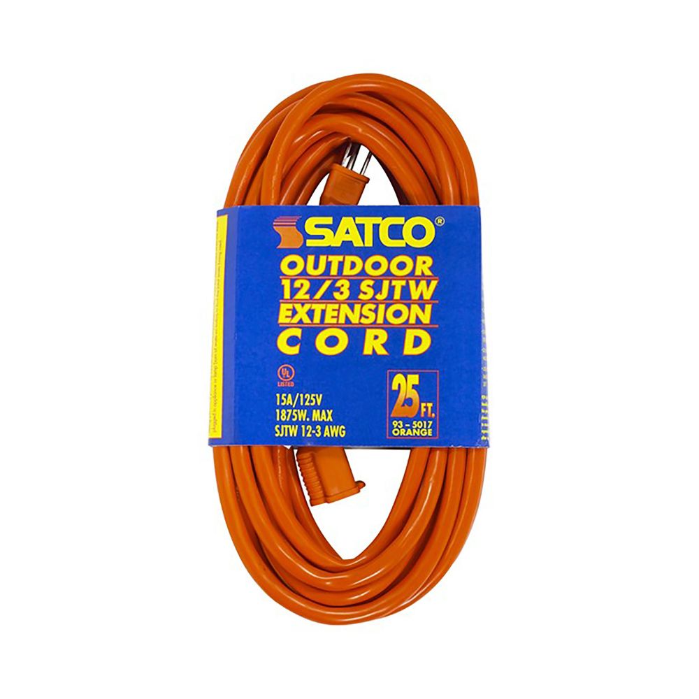 Satco 93-5017 25 Ft 12/3 Sjtw Orange Cord