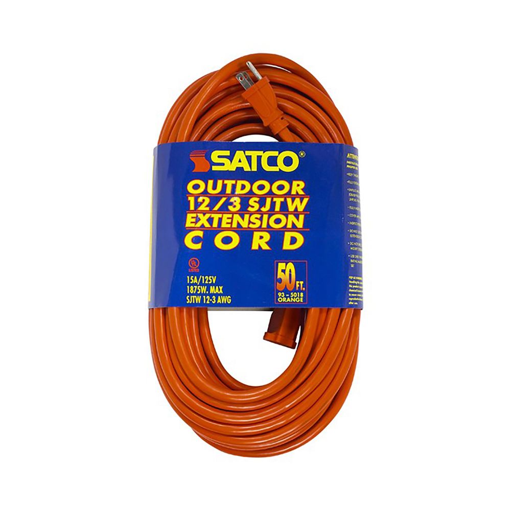Satco 93-5018 50 Ft 12/3 Sjtw Orange Cord