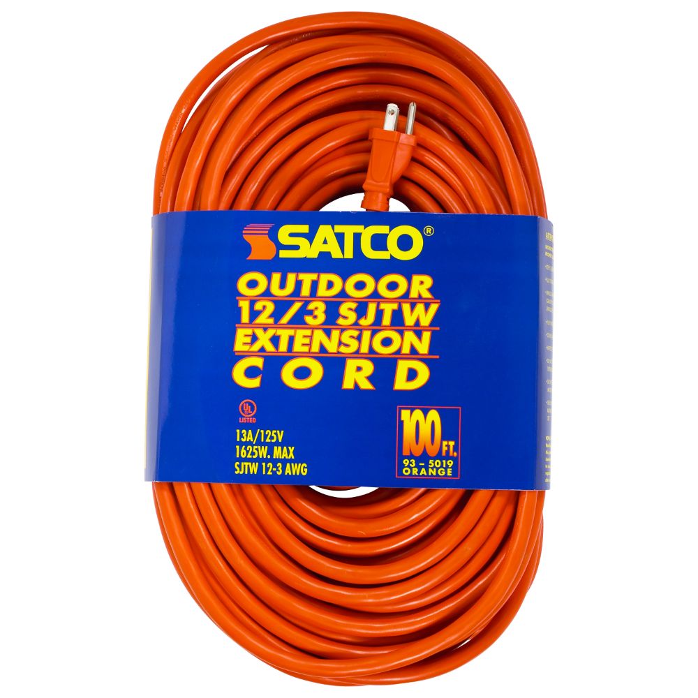 Satco 93-5019 100 Ft 12/3 Sjtw Orange Cord
