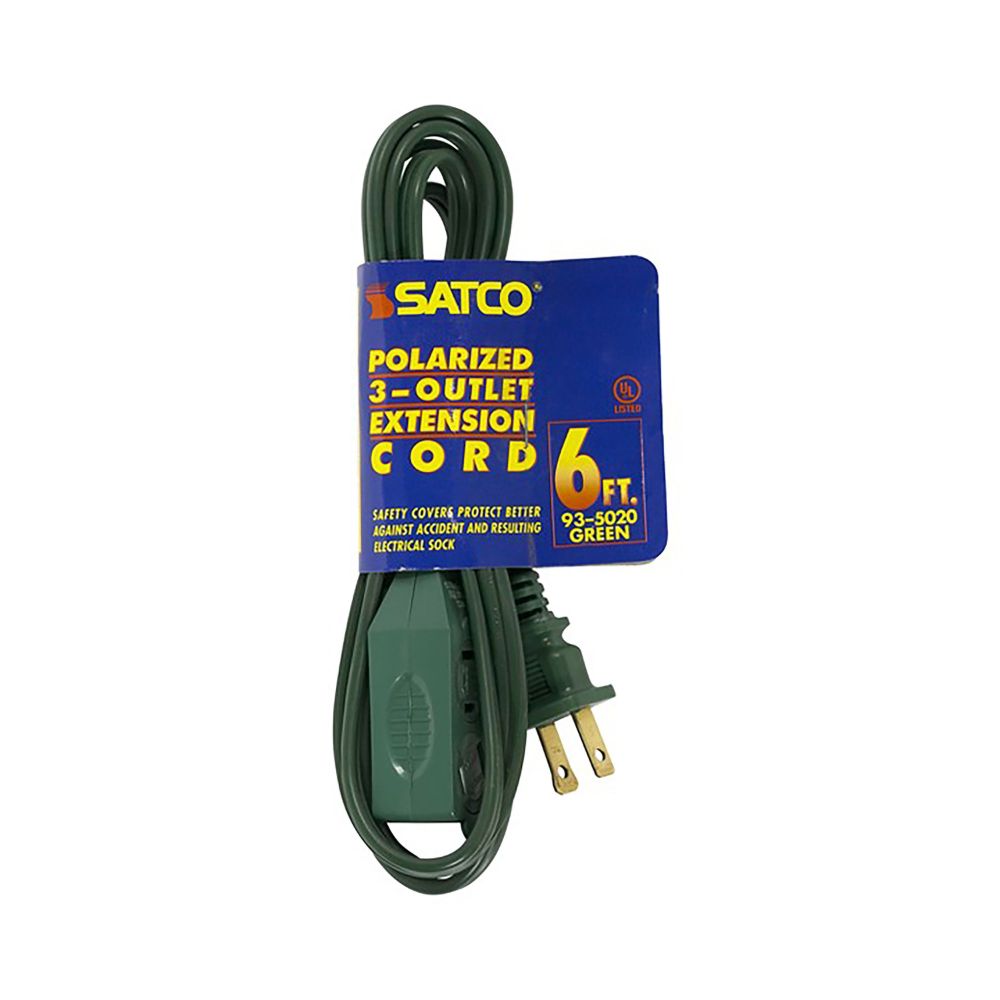 Satco 93-5020 6 Ft Green Extension Cord 16/2