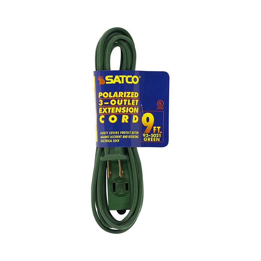 Satco 93-5021 9ft Green Extension Cord 16/2