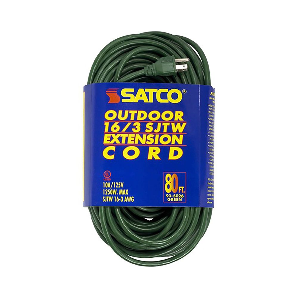 Satco 93-5026 80 Ft 16-3 Sjtw Green Cord