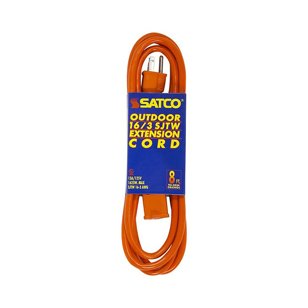 Satco 93-5034 8 Ft 16/3 Sjtw Orange Outdoor