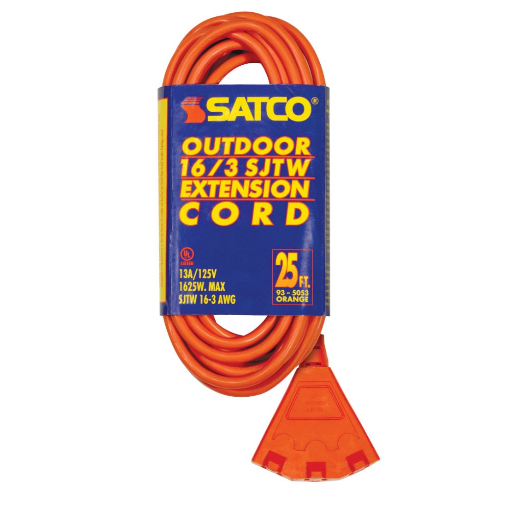 Satco 93-5053 25ft 16/3 Sjtw Orange Outdoor