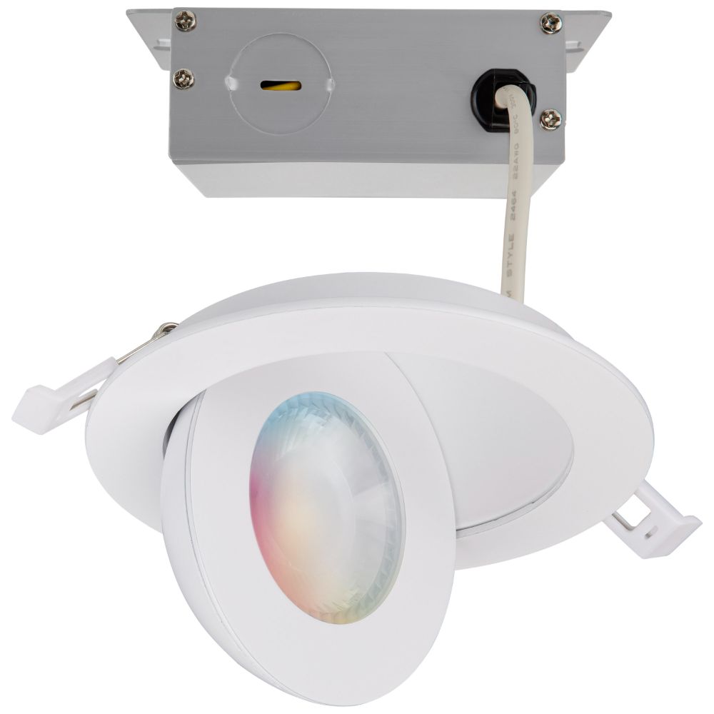 Satco S11293 9 Watt; LED Gimbaled Downlight; 4 Inch; RGB & Tunable White; Round; Starfish IOT; White Finish; 650 Lumens; 120-277 Volt