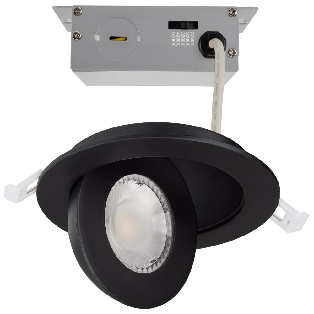 Satco by Nuvo Lighting S11842 LED Round Gimbaled Remote Driver Direct Wire Downlight in Black