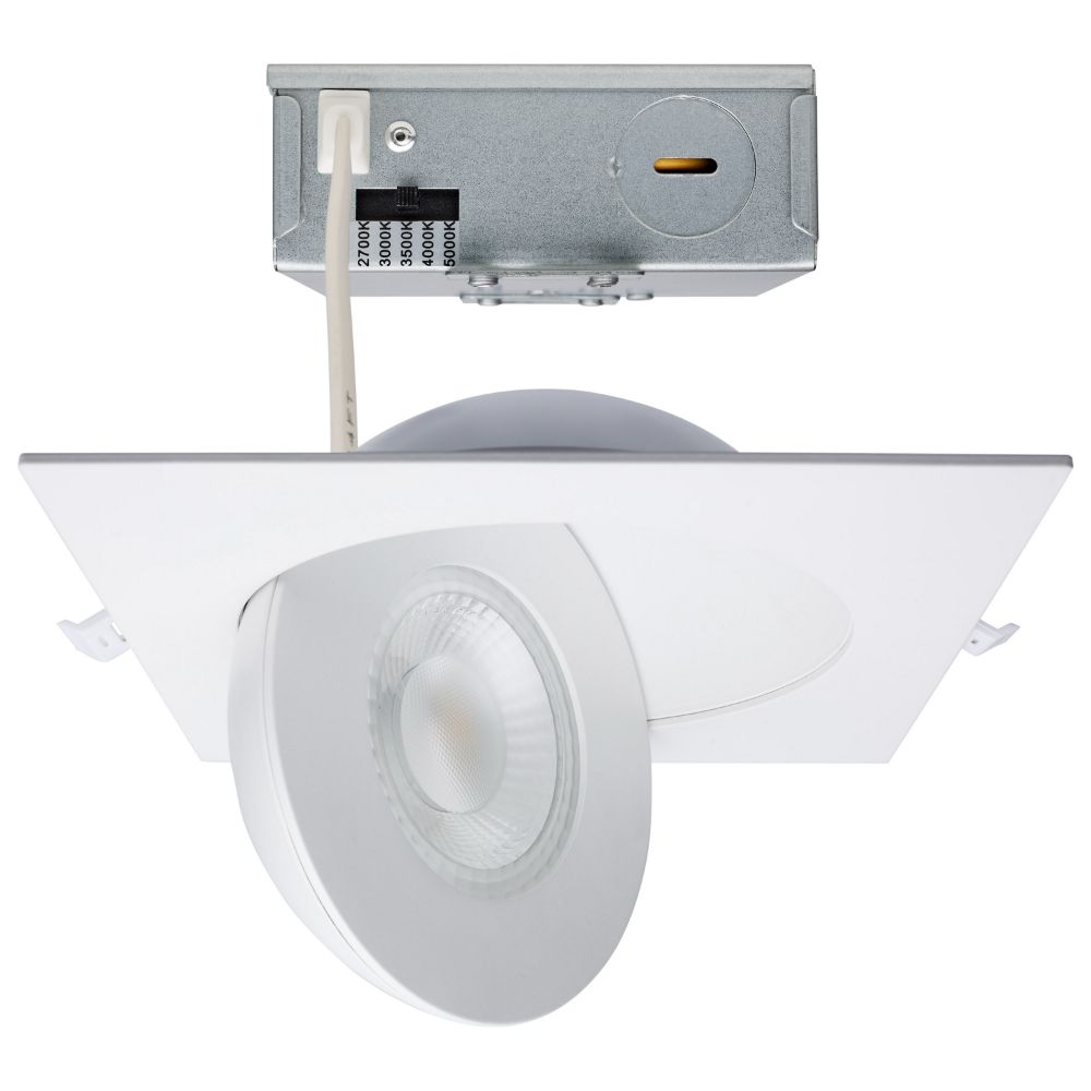 Satco S11861 15 Watt; CCT Selectable; LED Direct Wire Downlight; Gimbaled; 6 Inch Square; Remote Driver; White