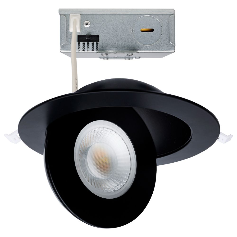 Satco S11862 15 Watt; CCT Selectable; LED Direct Wire Downlight; Gimbaled; 6 Inch Round; Remote Driver; Black