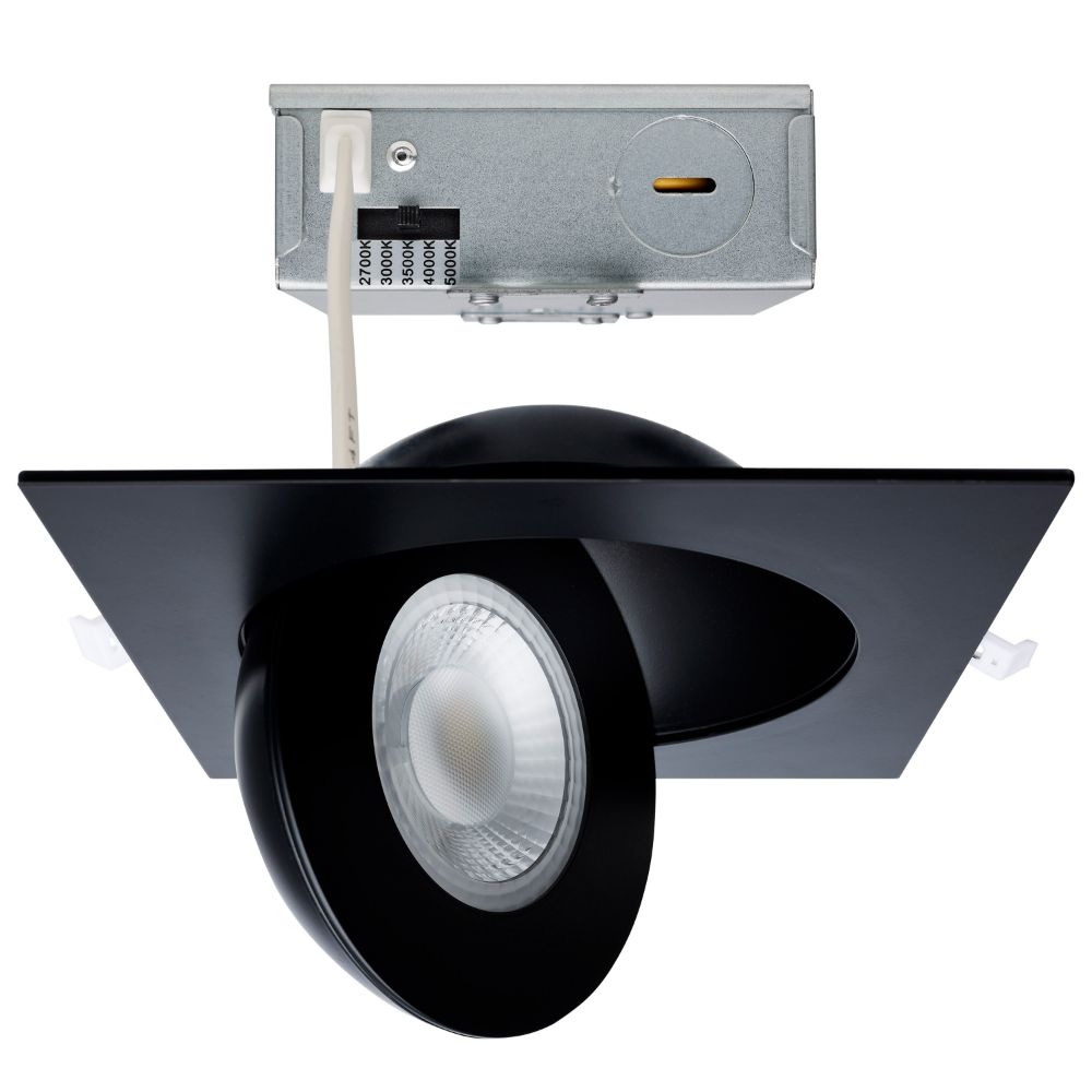 Satco S11863 15 Watt; CCT Selectable; LED Direct Wire Downlight; Gimbaled; 6 Inch Square; Remote Driver; Black