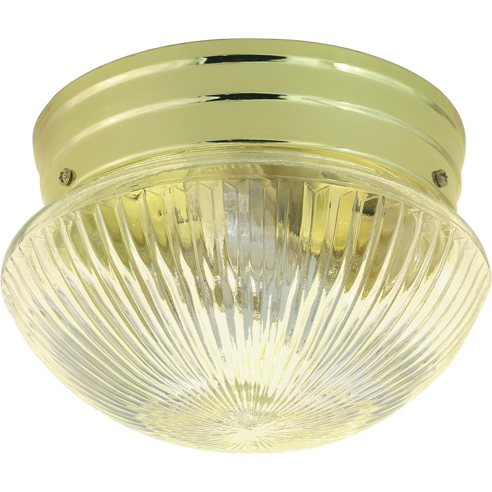 Nuvo Lighting SF76/252  2 Light - 10" - Flush Mount - Medium Clear Ribbed Mushroom in Polished Brass Finish
