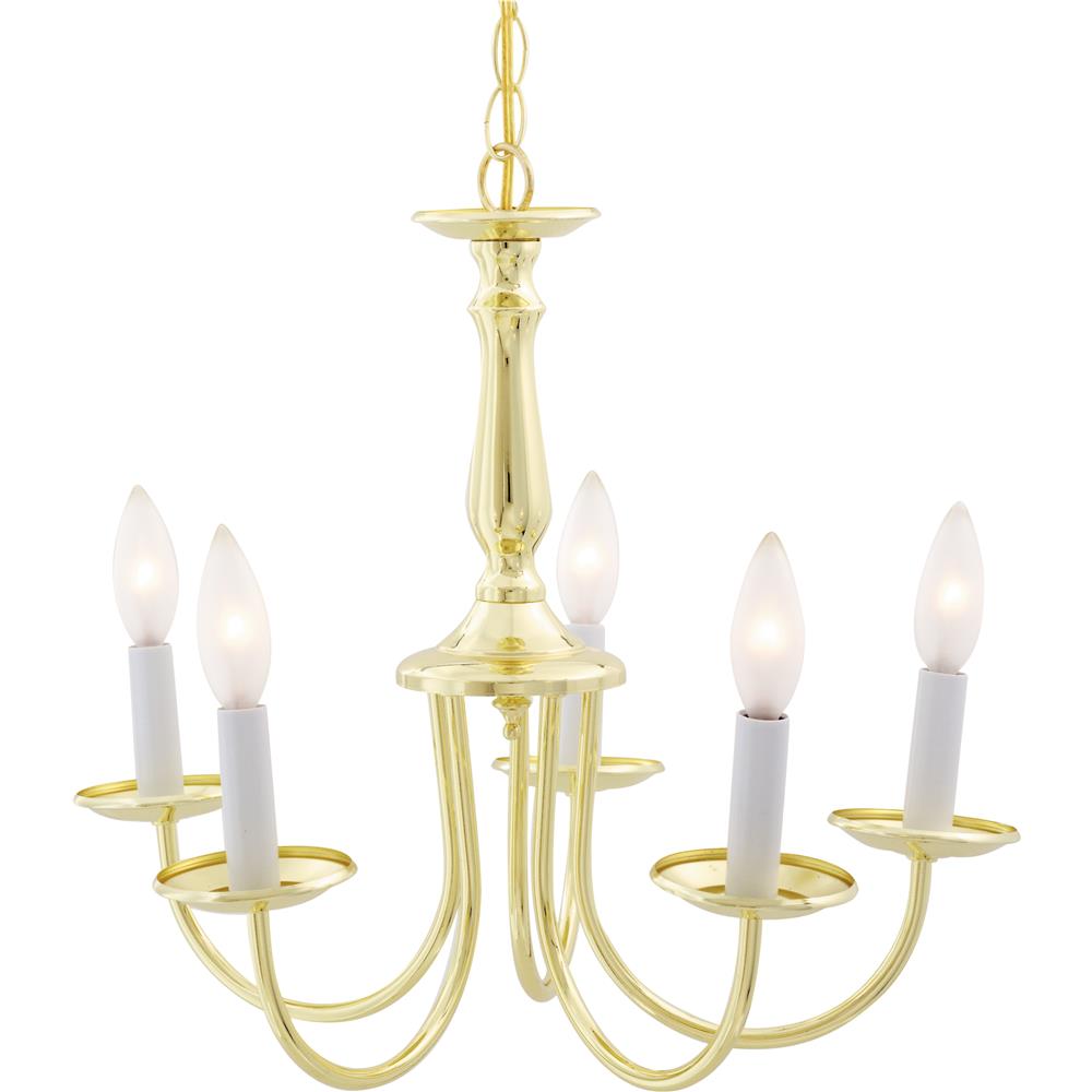 Nuvo Lighting SF76/280  5 Light - 18" - Chandelier with Candlesticks in Polished Brass Finish