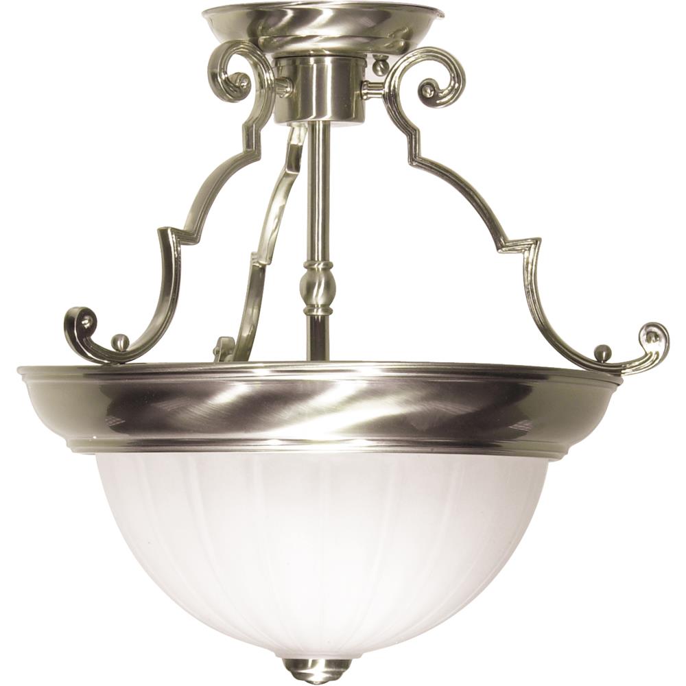 Nuvo Lighting SF76/433  2 Light - 13" - Semi-Flush - Frosted Melon Glass in Brushed Nickel Finish