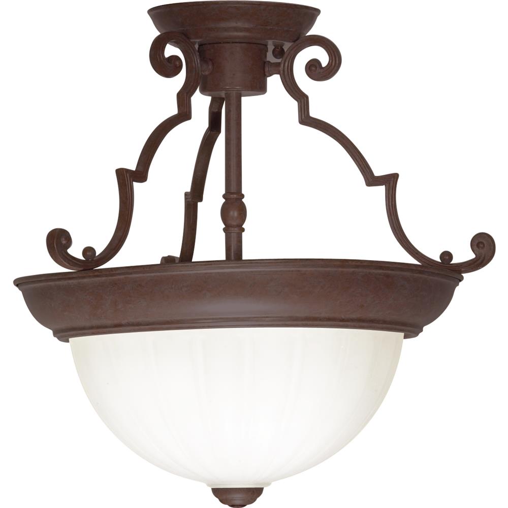Nuvo Lighting SF76/436  2 Light - 13" - Semi-Flush Dome - Frosted Melon Glass in Old Bronze Finish