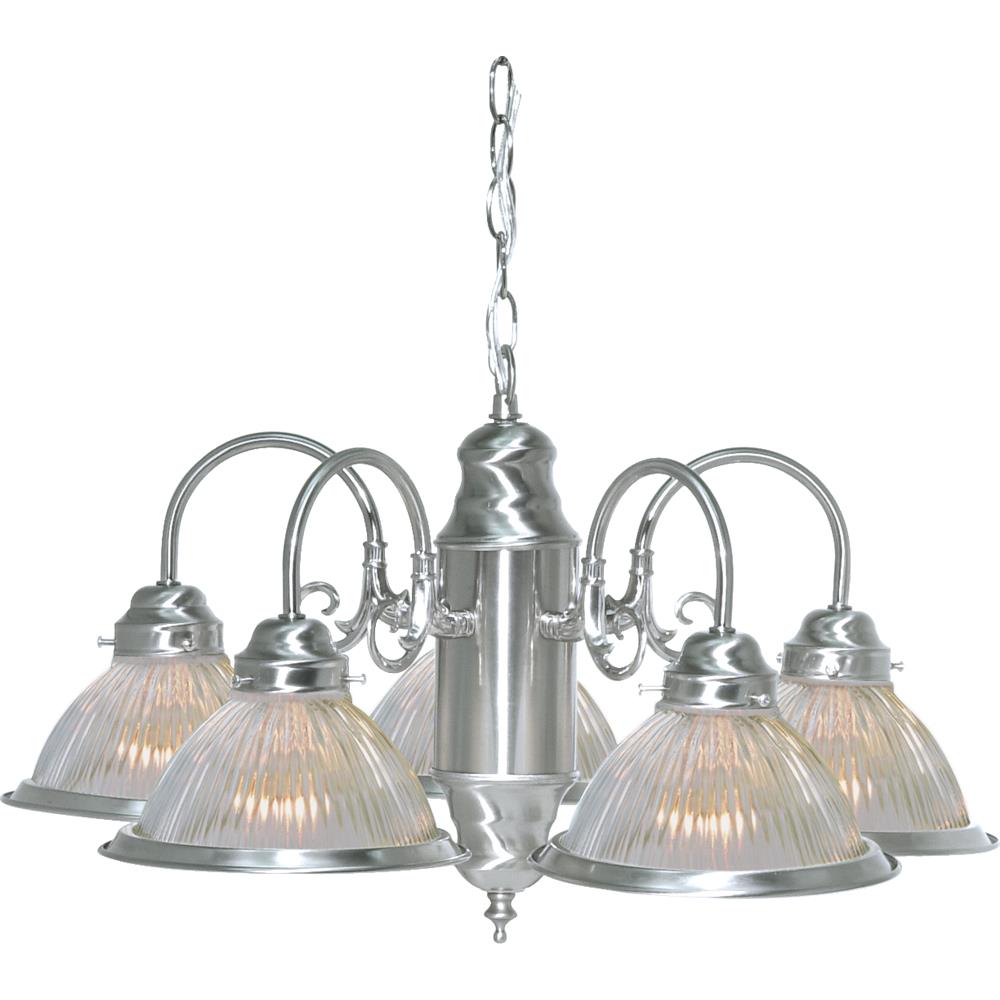 Nuvo Lighting SF76/444  5 Light - 22" - Chandelier - With Clear Ribbed Shades in Brushed Nickel Finish