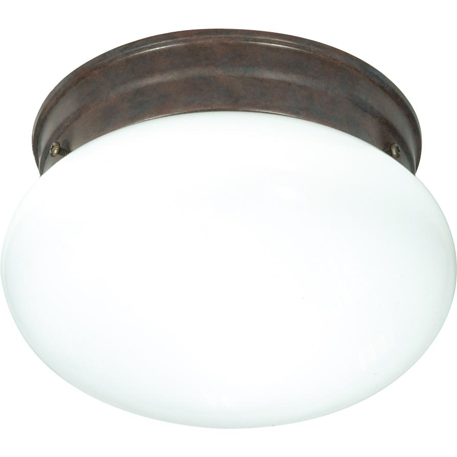 Nuvo Lighting SF76/600  1 Light - 8" - Flush Mount - Small White Mushroom in Old Bronze Finish