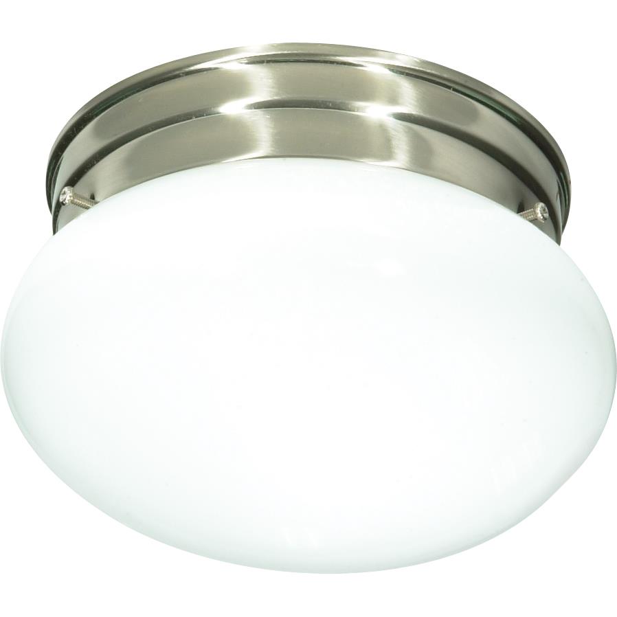 Nuvo Lighting SF76/601  1 Light - 8" - Flush Mount - Small White Mushroom in Brushed Nickel Finish