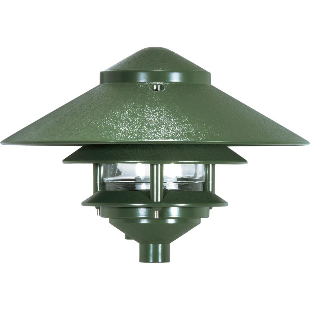 Nuvo Lighting SF76/634  Pagoda Garden Fixture; Large 10" Hood; 1 light; 2 Louver; Green Finish in Green Finish