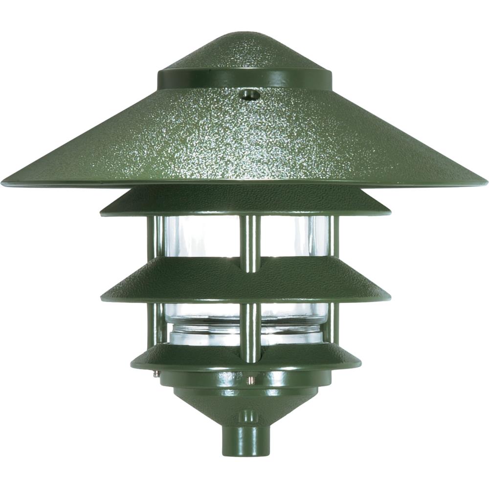 Nuvo Lighting SF76/636  Pagoda Garden Fixture; Large 10" Hood; 1 light; 3 Louver; Green Finish in Green Finish