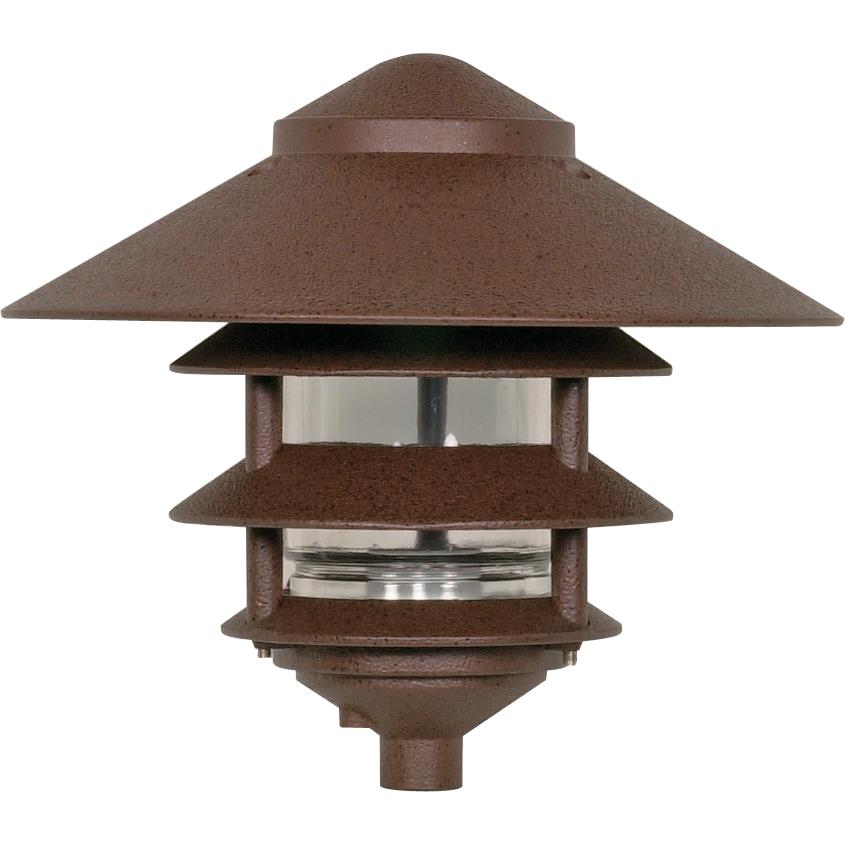 Nuvo Lighting SF76/637  Pagoda Garden Fixture; Large 10" Hood; 1 light; 3 Louver; Old Bronze Finish in Old Bronze Finish