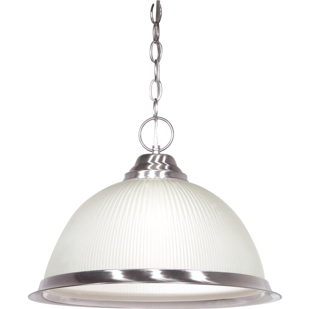 Nuvo Lighting SF76/691  1 Light - 15" - Pendant - Frosted Prismatic Dome in Brushed Nickel Finish