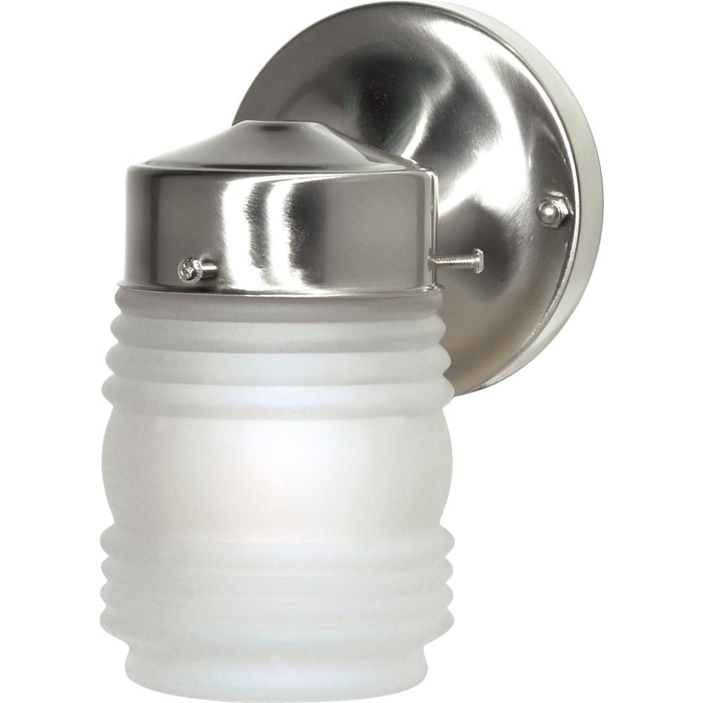Nuvo Lighting SF76/701  1 Light - 6" - Porch; Wall - Mason Jar with Frosted Glass in Brushed Nickel Finish