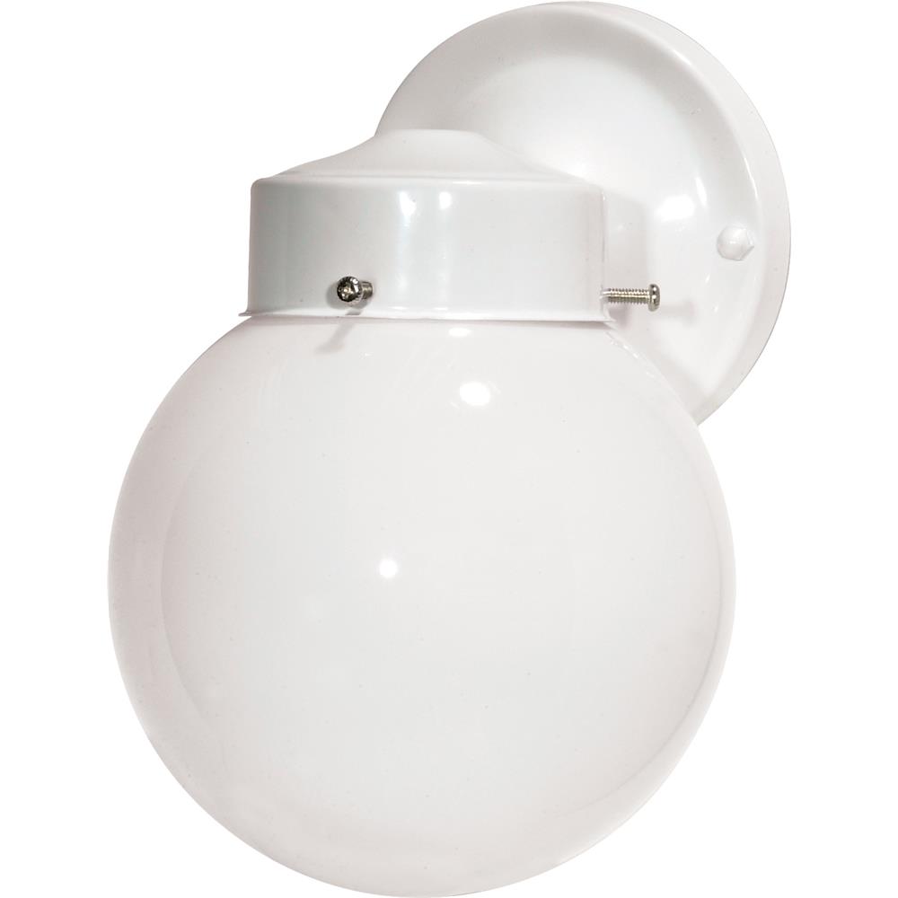 Nuvo Lighting SF76/704  1 Light - 6" - Porch; Wall - With White Globe in Gloss White Finish