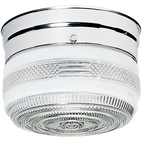 Nuvo Lighting SF77/100  1 Light - 6" - Flush Mount - Small Crystal / White Drum in Polished Chrome Finish