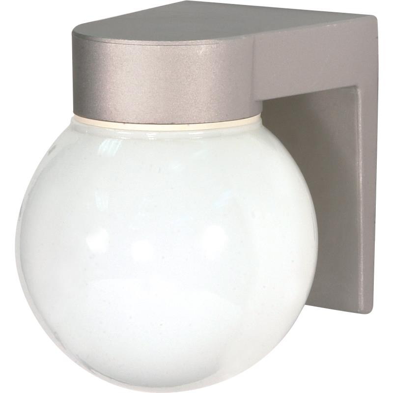 Nuvo Lighting SF77/139  1 Light - 8" - Utility; Wall Mount - With White Glass Globe in Satin Aluminum Finish