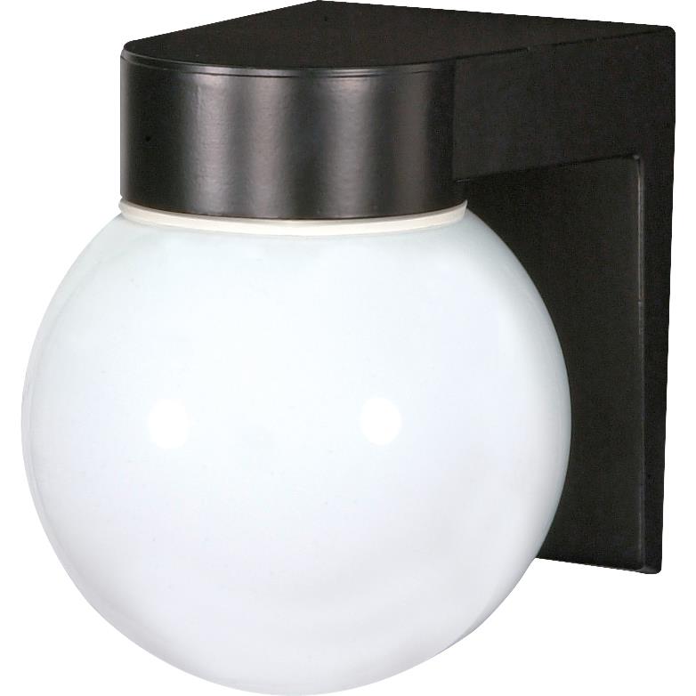 Nuvo Lighting SF77/140  1 Light - 8" - Utility; Wall Mount - With White Glass Globe in Black Finish