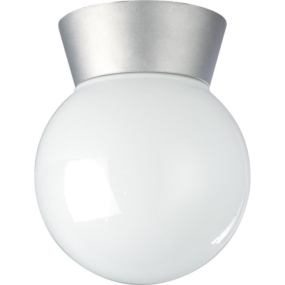 Nuvo Lighting SF77/152  1 Light - 8" - Utility; Ceiling Mount - With White Glass Globe in Satin Aluminum Finish