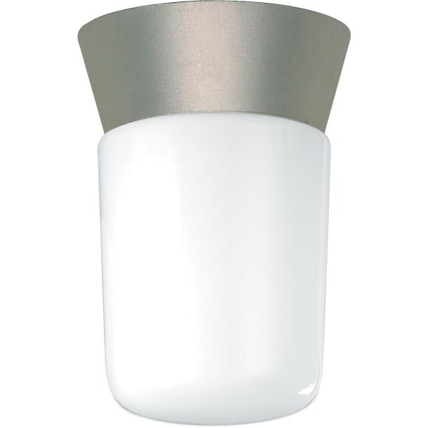 Nuvo Lighting SF77/155  1 Light - 8" - Utility; Ceiling Mount - With White Glass Cylinder in Satin Aluminum Finish