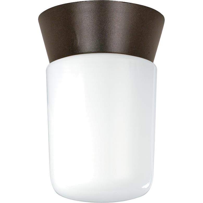 Nuvo Lighting SF77/156  1 Light - 8" - Utility; Ceiling Mount - With White Glass Cylinder in Bronzotic Finish