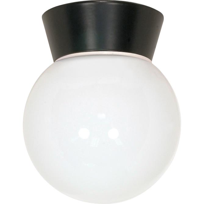 Nuvo Lighting SF77/157  1 Light - 8" - Utility; Ceiling Mount - With White Glass Globe in Black Finish
