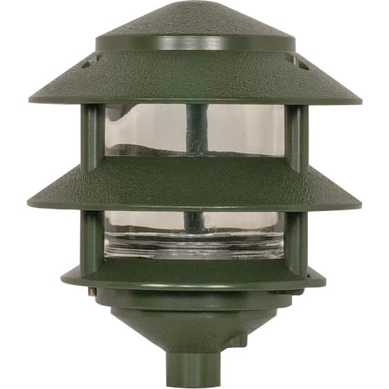 Nuvo Lighting SF77/323  Pagoda Garden Fixture; Small Hood; 1 light; 2 Tier; Green Finish in Green Finish