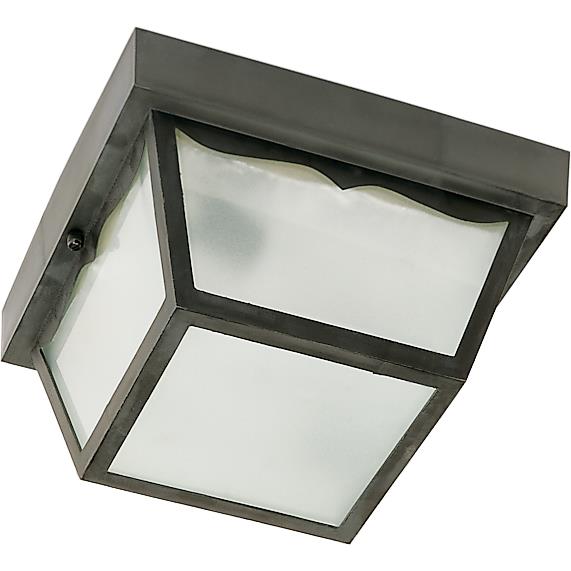 Nuvo Lighting SF77/891  2 Light - 10" - Carport Flush Mount - With Frosted Glass Panels in Black Finish