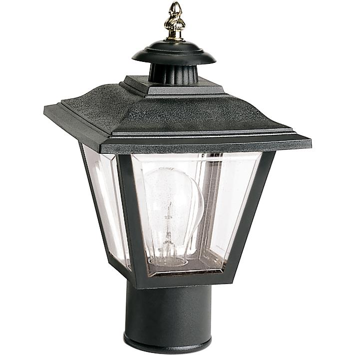 Nuvo Lighting SF77/898  1 Light - 13" - Post Lantern - Coach Lantern with Brass Trimmed Acrylic Panels in Black Finish