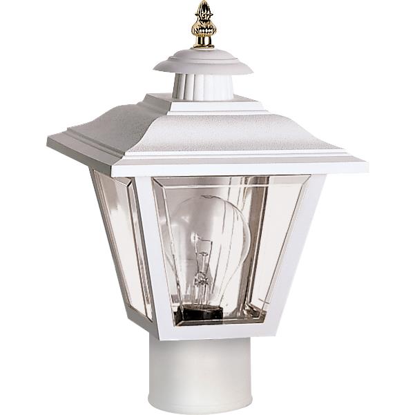 Nuvo Lighting SF77/899  1 Light - 13" - Post Lantern - Coach Lantern with Brass Trimmed Acrylic Panels in White Finish