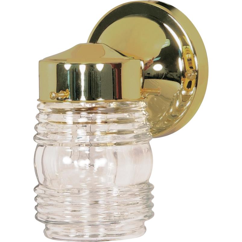 Nuvo Lighting SF77/996  1 Light - 6" - Porch; Wall - Mason Jar with Clear Glass in Polished Brass Finish