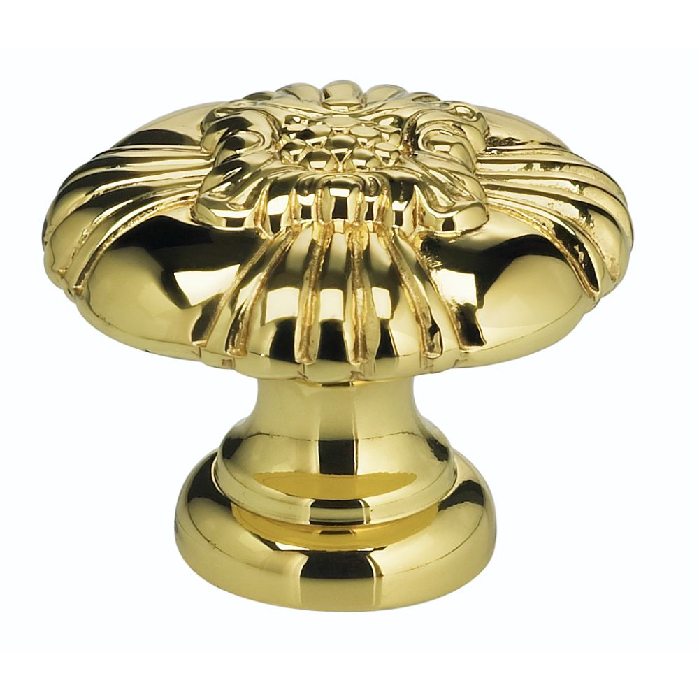 Omnia 7417/28.3 1-1/8" Ornate Cabinet Knob Bright Brass Finish