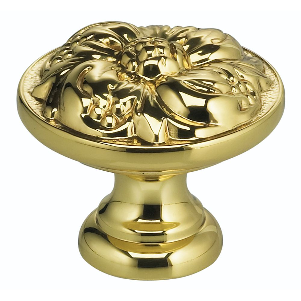Omnia 7434/28.3 1-1/8" Ornate Cabinet Knob Bright Brass Finish