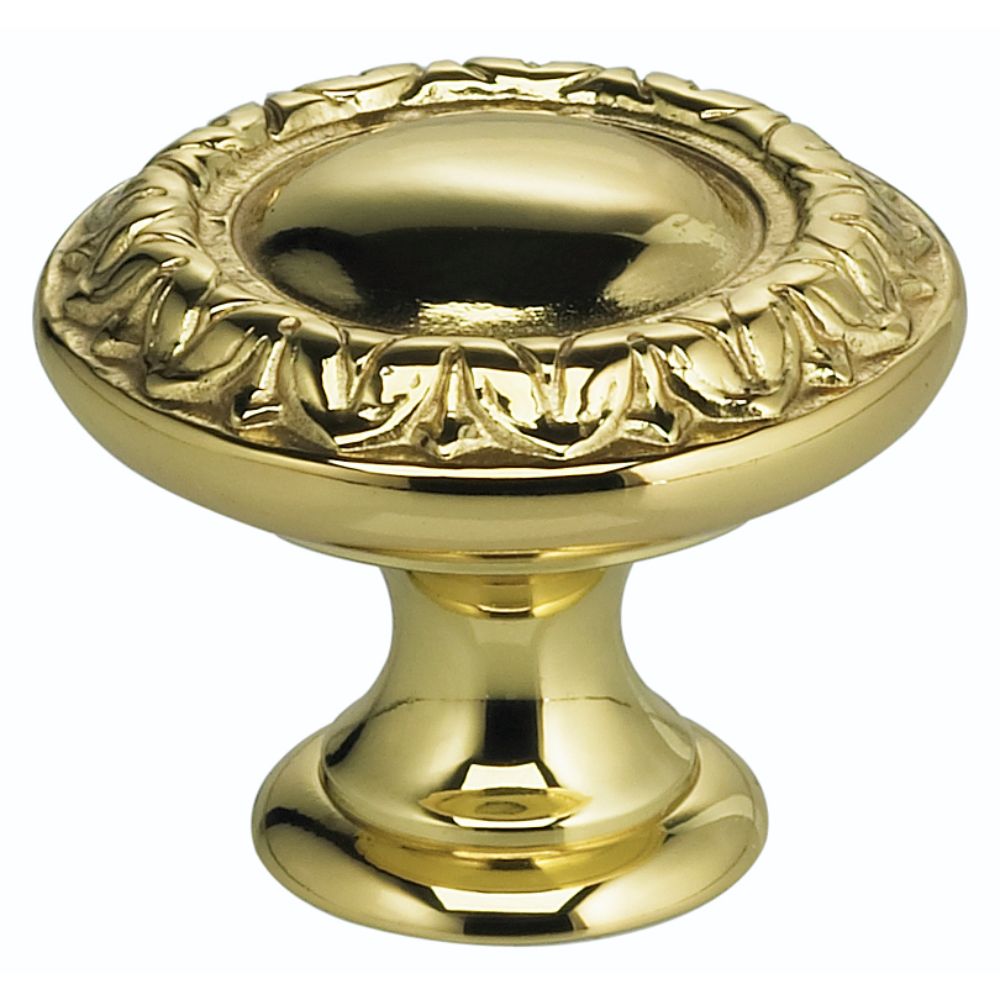 Omnia 7436/30.3 1-3/16" Ornate Cabinet Knob Bright Brass Finish
