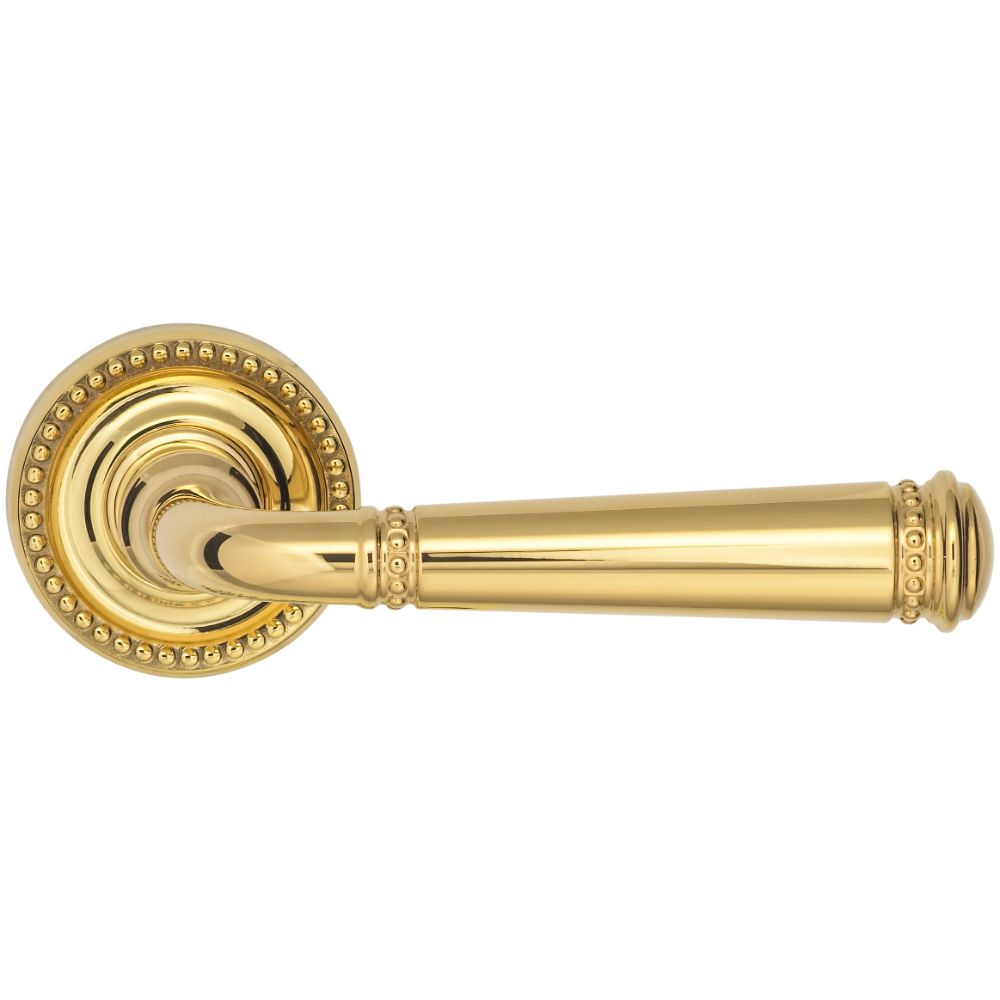 Omnia Industries 748BD50/234T.PA3A BEADED LEVR 67MM ROSE PA US3A in Unlacquered Polished Brass
