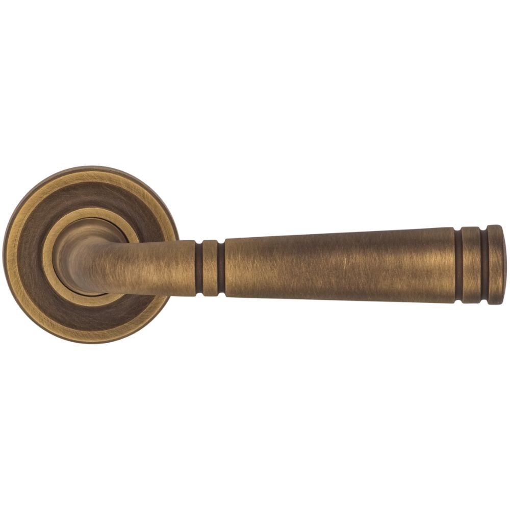Omnia Industries 753ED50/234F.PA5 EDGED LEVER 50MM ROSE PA US5 in Lacquered Antique Brass