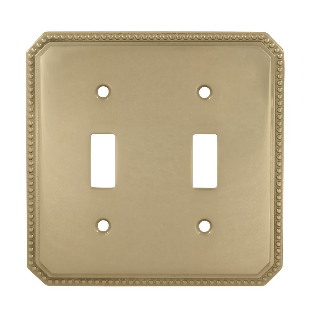 Omnia 8004/D.3 Double Toggle Beaded Switchplate Bright Brass Finish