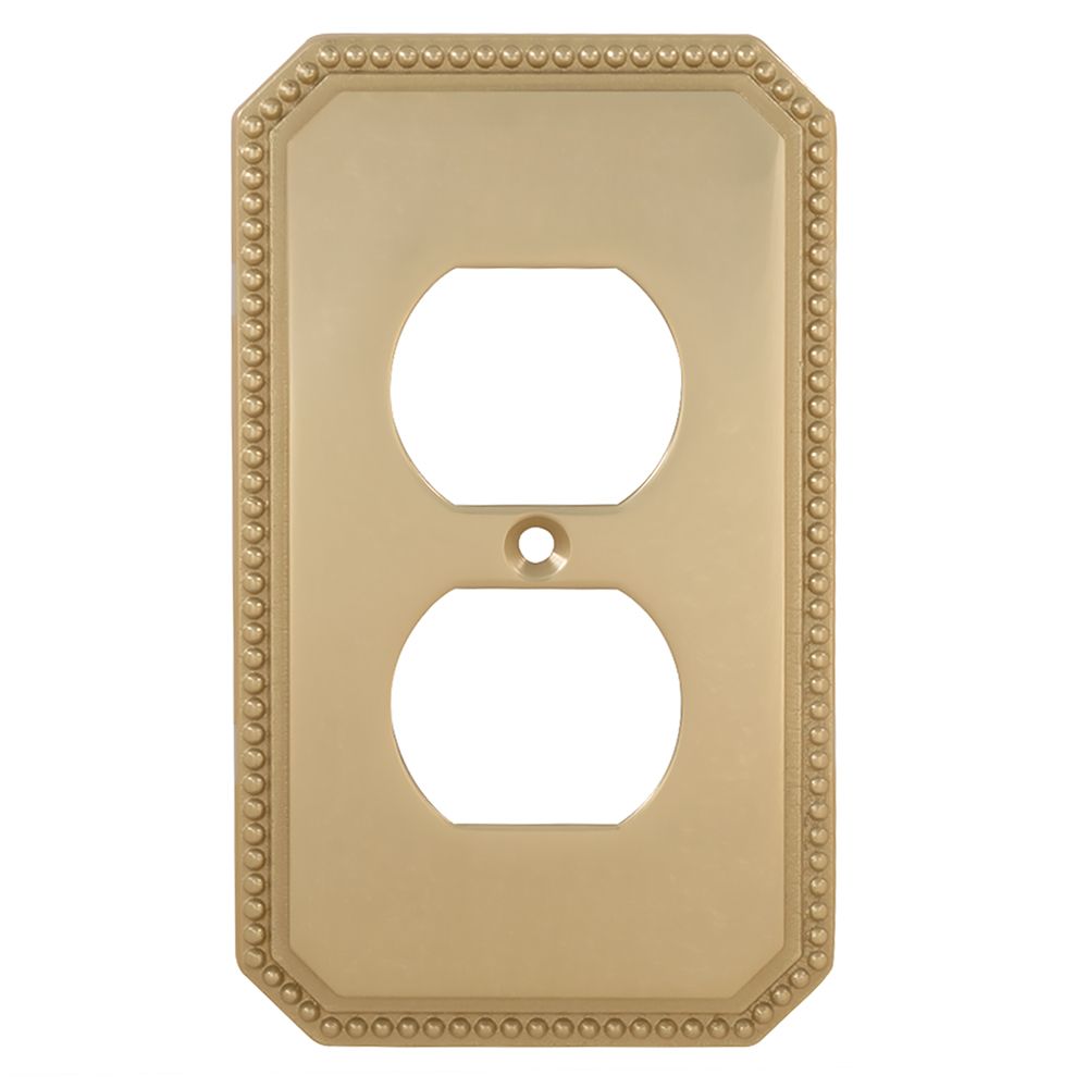 Omnia 8004/R.3 Single Outlet Receptacle Beaded Switchplate Bright Brass Finish