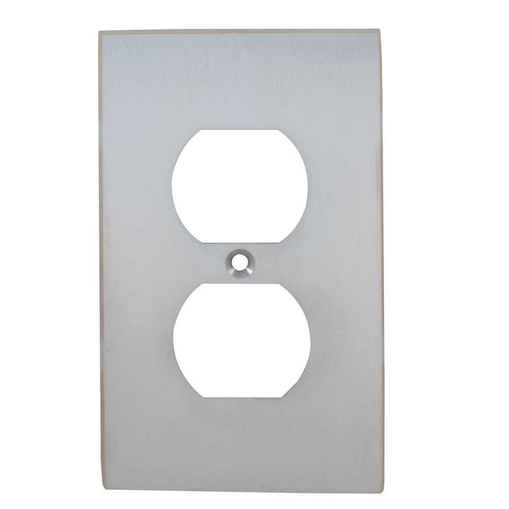 Omnia 8012/R.15 Single Outlet Receptacle Modern Switchplate Satin Nickel Finish