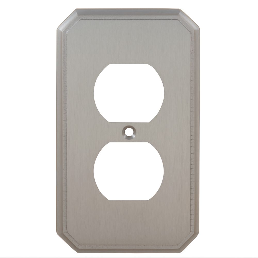 Omnia 8014/R.15 Single Outlet Receptacle Traditional Switchplate Satin Nickel Finish