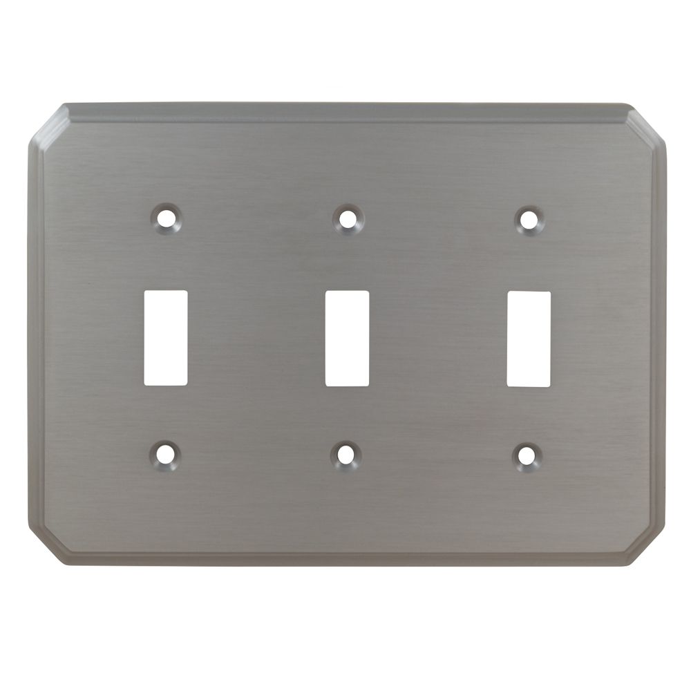 Omnia 8014/T.15 Triple Toggle Traditional Switchplate Satin Nickel Finish